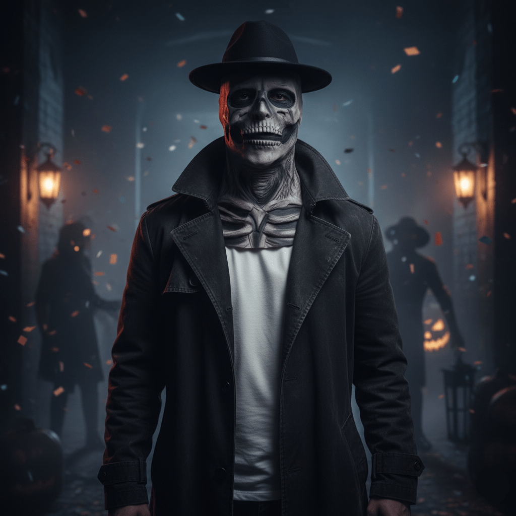 DREADSKULL – Masque réaliste de squelette avec chapeau pour une transformation ultime d'Halloween