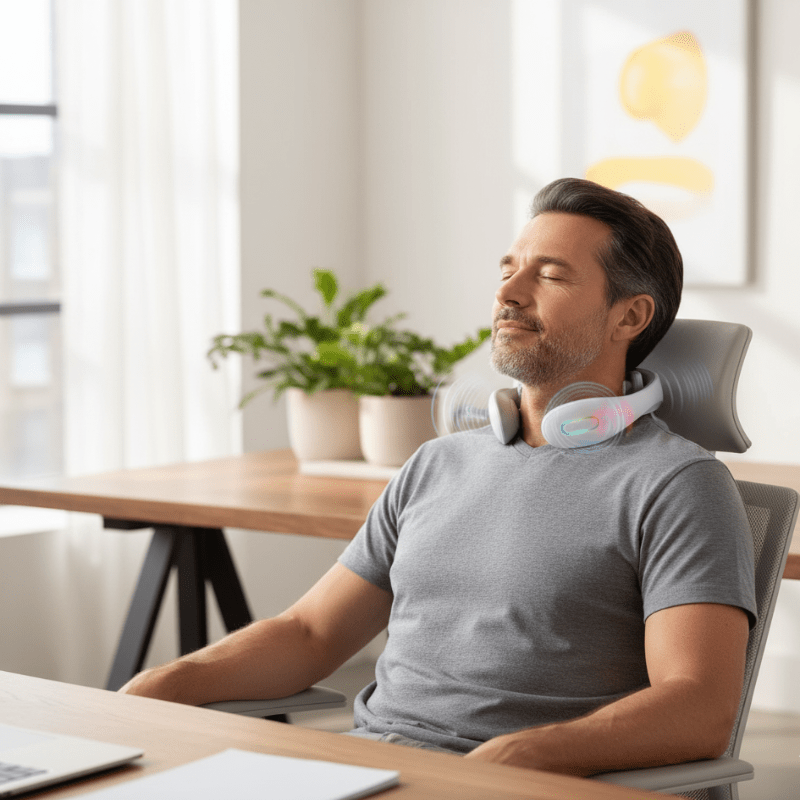 NECKVIBE – Dispositivo inteligente de vibraciones y calor para el cuello para una profunda relajación