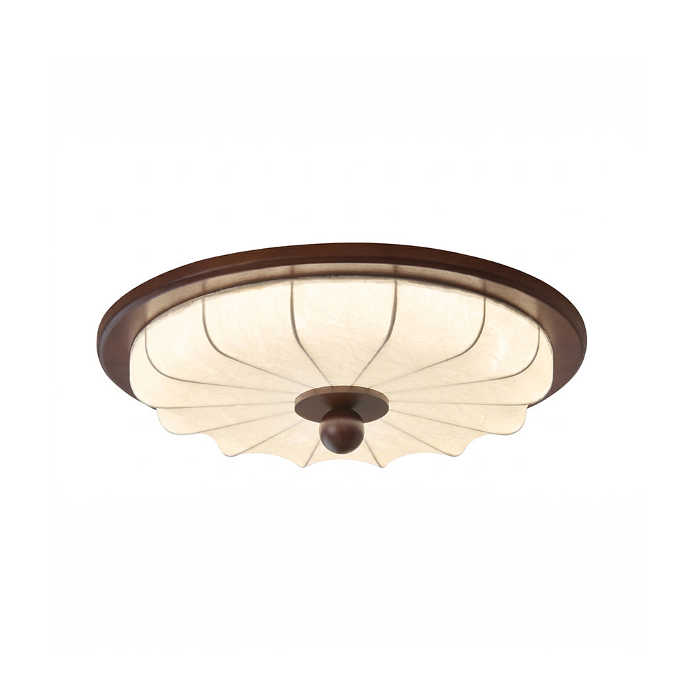 Lámpara de Techo de Tela y Madera con LED Integrado