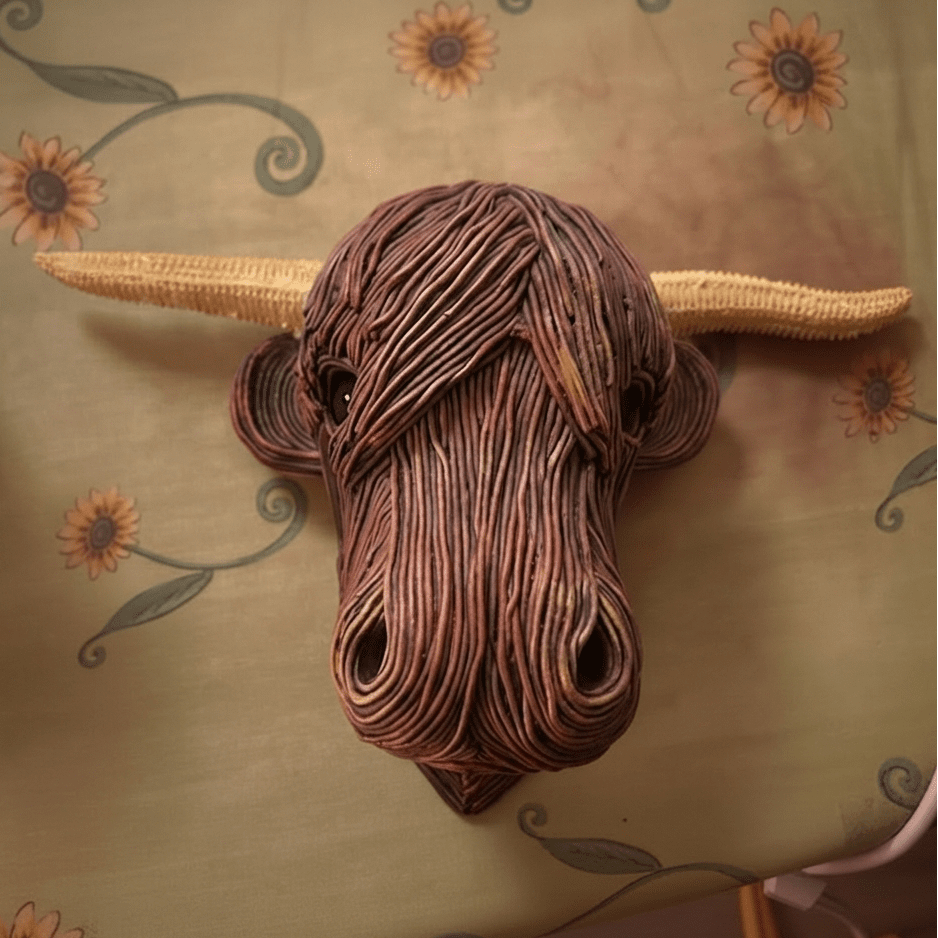 BOVINEART – Escultura de vaca de pared elegante en estilo rústico