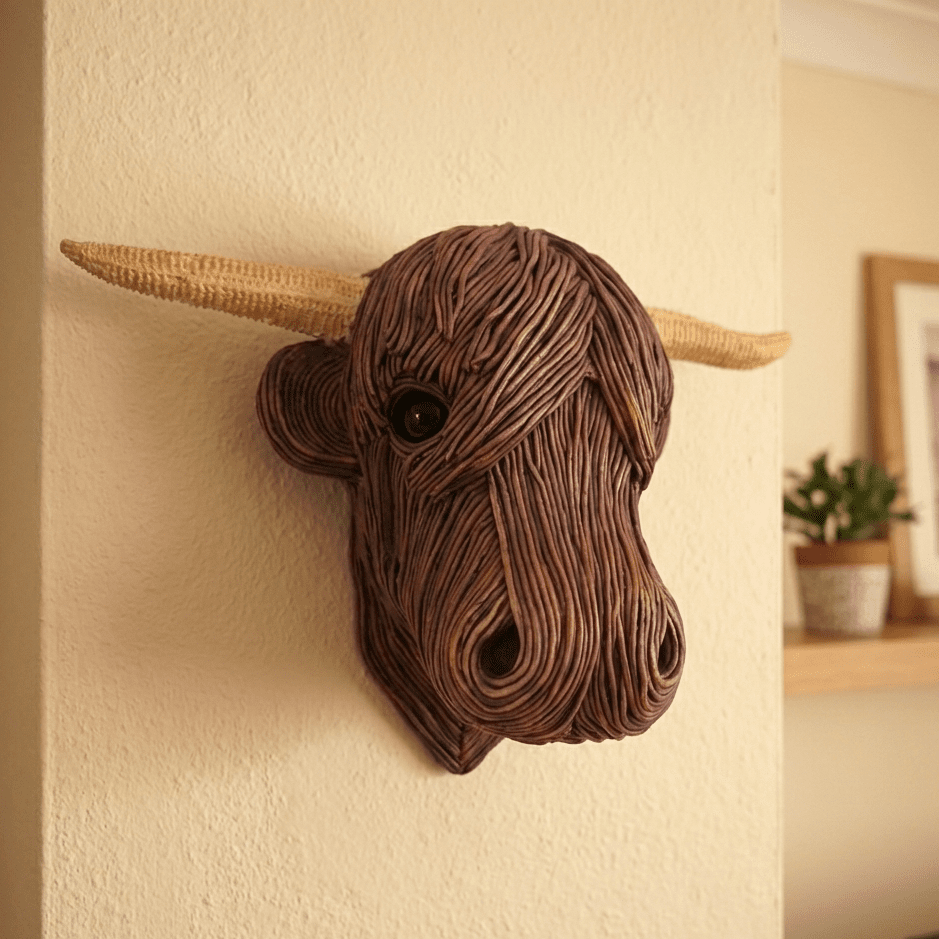 BOVINEART – Escultura de vaca de pared elegante en estilo rústico