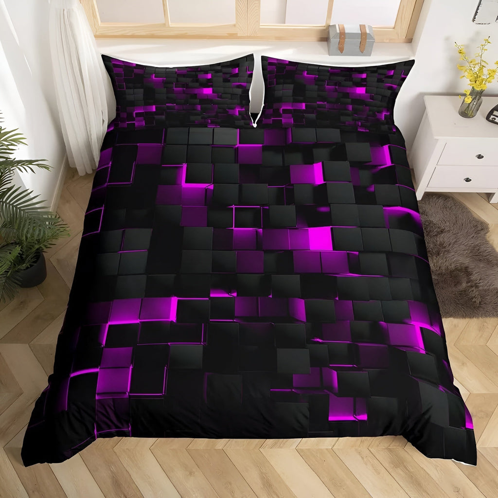 GEOMATRIX - Juego de Funda Nórdica 3D Neón con Fundas de Almohada