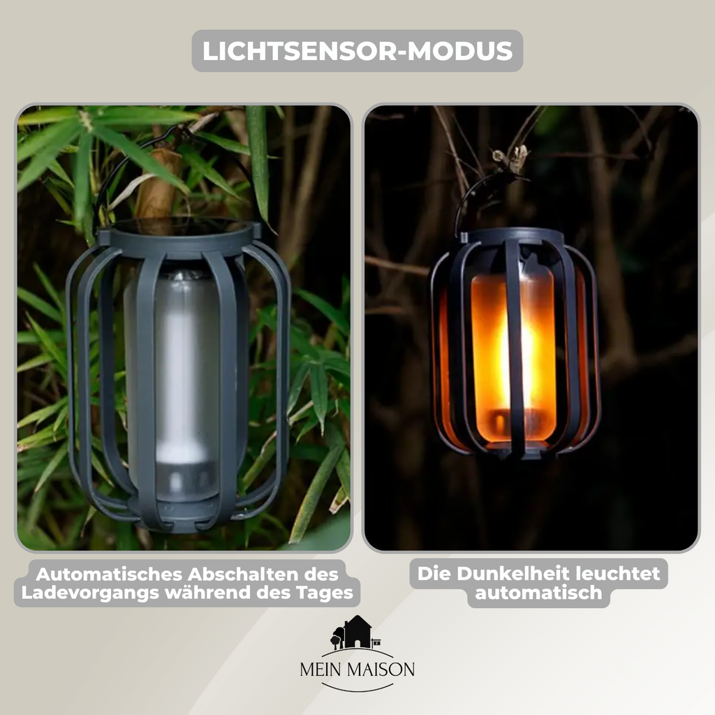 BurstGlow – ¡Lámpara solar con ambiente de llamas auténticas!