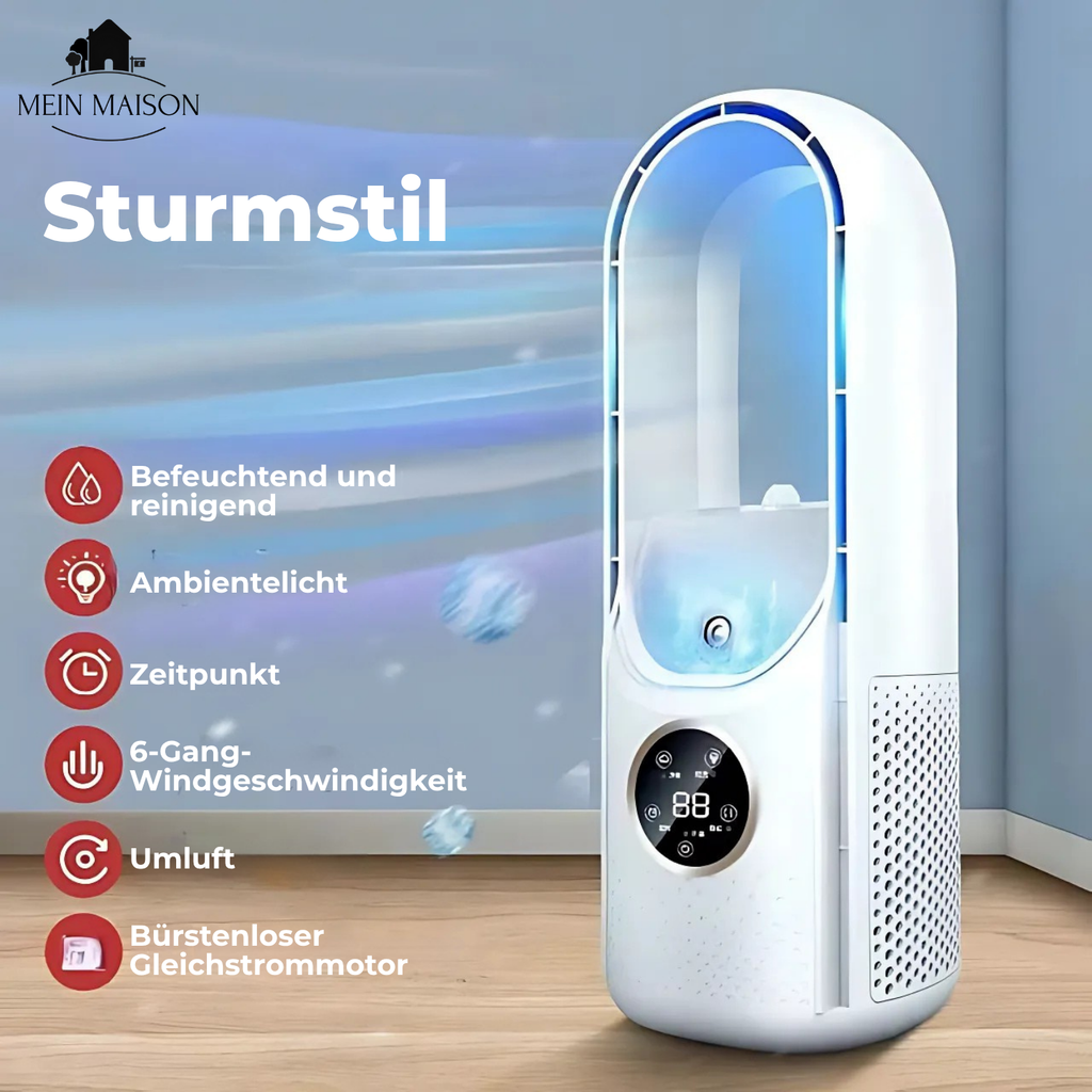 Airevo Enfriador de Aire | Ventilador USB Sin Aspas | 6 Niveles | Silencioso & Con Temporizador | Humidificación