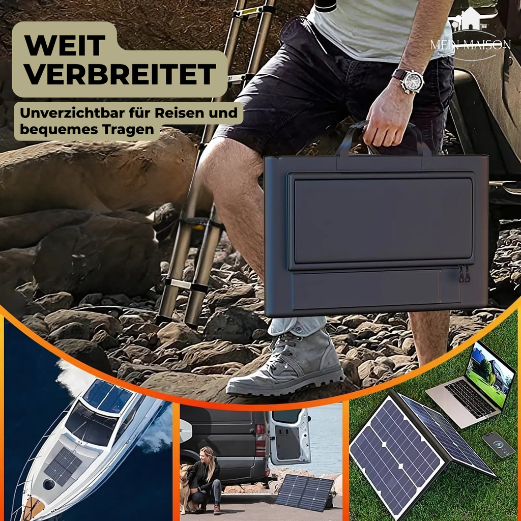 SolaraX 1000W Kit de Panel Solar Plegable | Set Completo con MPPT & USB/Type-C | Para Camping, Auto, Barco y Caravana