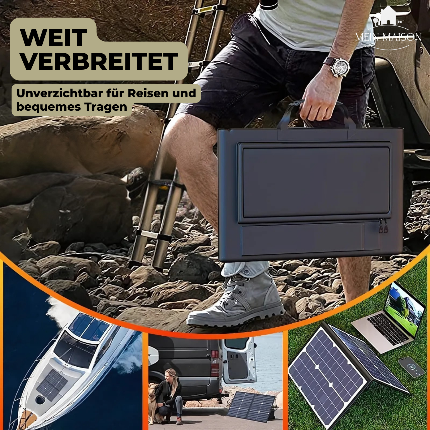 SolaraX 1000W Kit de Panel Solar Plegable | Set Completo con MPPT & USB/Type-C | Para Camping, Auto, Barco y Caravana