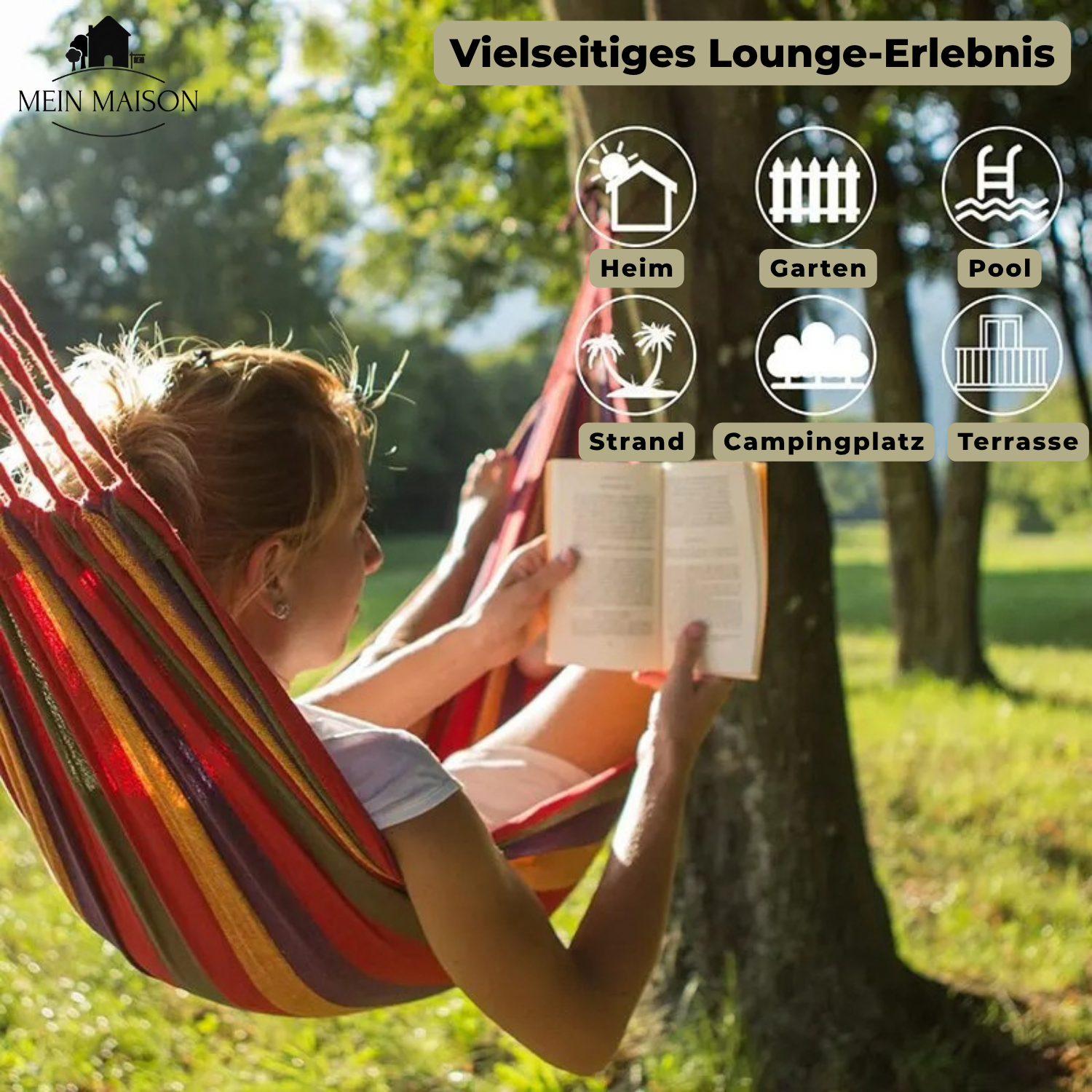 Hamaca RelaxoLounge | Lona resistente | Diseño antideslizante | Capacidad de carga 200 kg