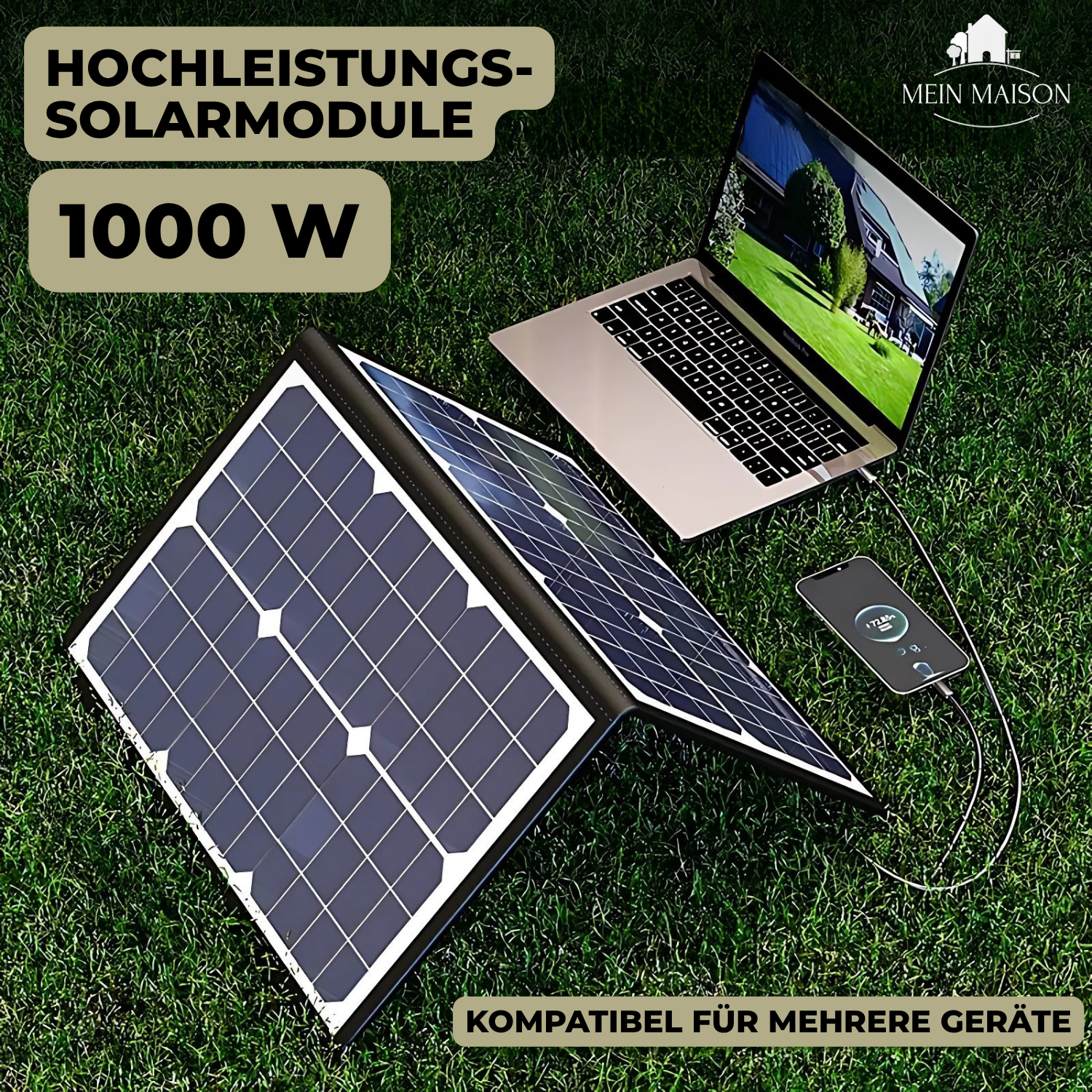 SolaraX 1000W Kit de Panel Solar Plegable | Set Completo con MPPT & USB/Type-C | Para Camping, Auto, Barco y Caravana