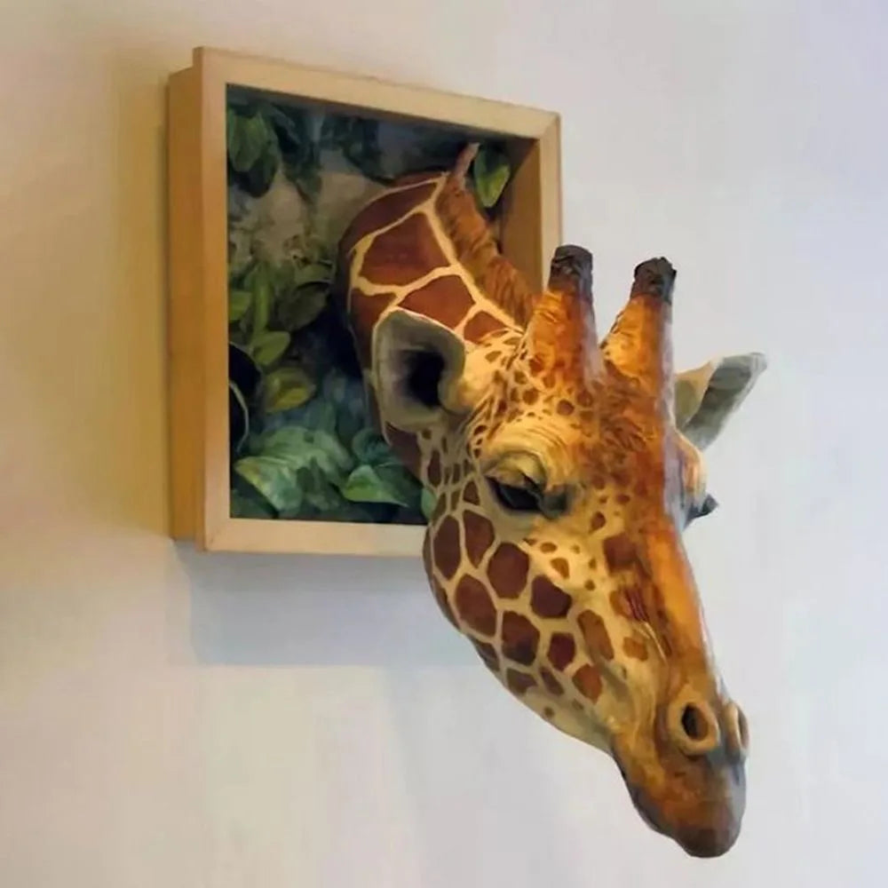 BowLift | Cabeza de jirafa - Decoración de pared - Escultura 3D - Decoración a tamaño real