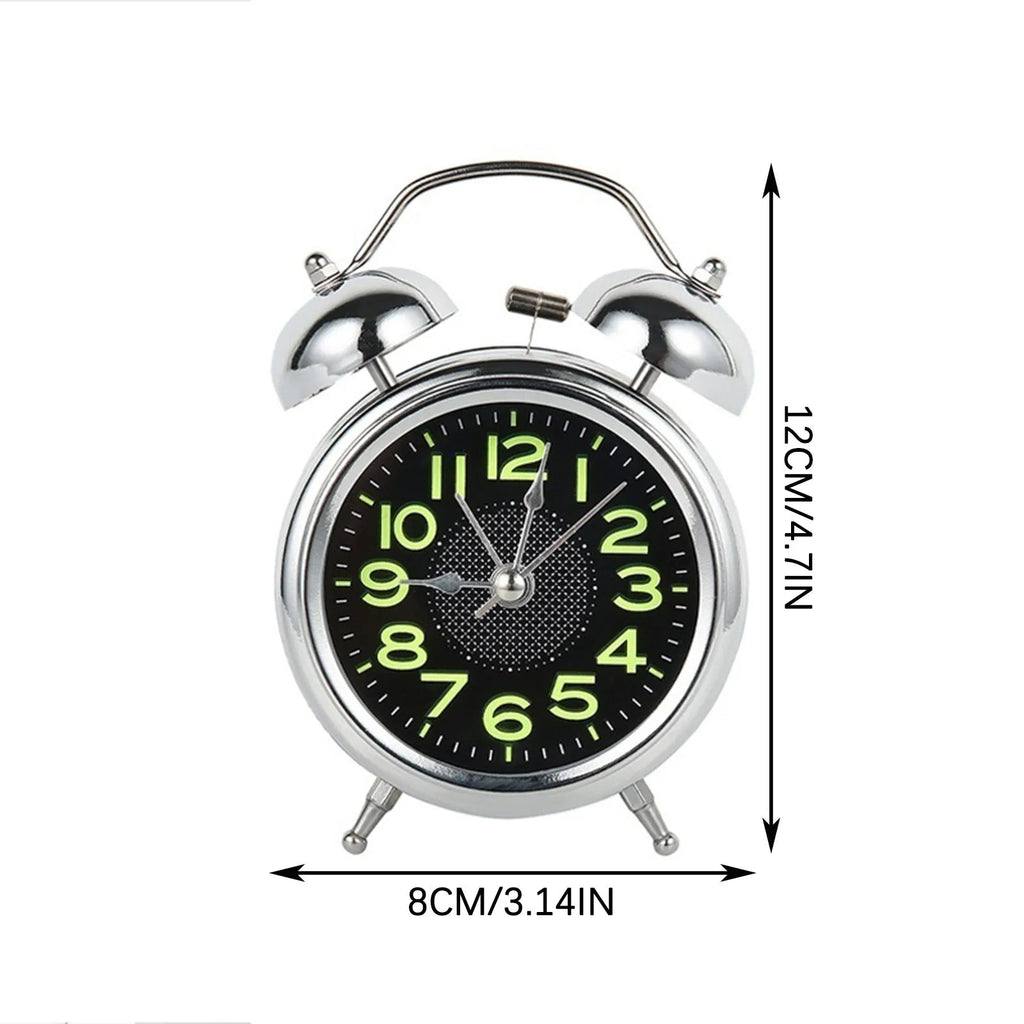 Reloj Despertador Electrónico Retro con Mecanismo Silencioso a Pilas y Doble Timbre – Ideal para Dormilones