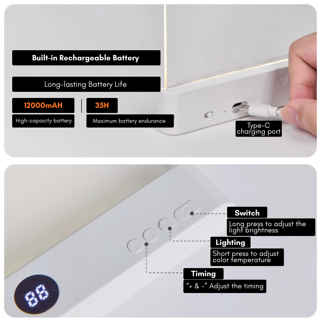 NIGHTBRIGHT - Luz de lectura LED GlowEase con brazo flexible para la cama