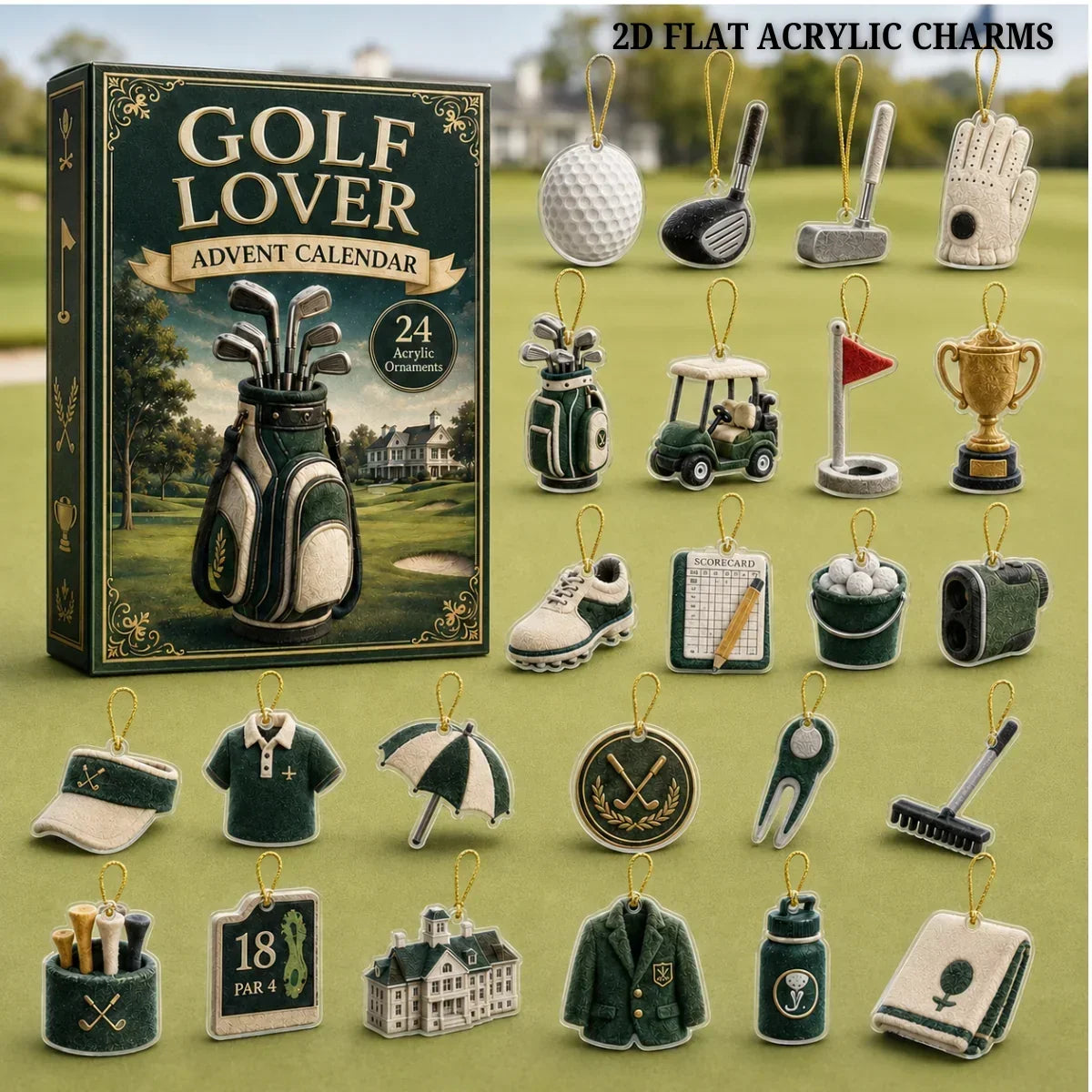 Calendario de Adviento de Golf – 24 pequeños colgantes para decorar el árbol de Navidad