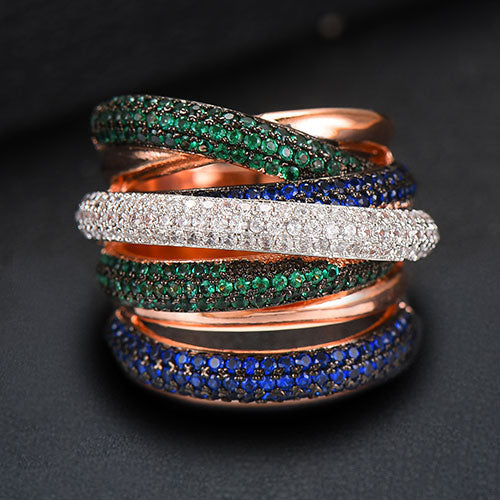 Anillo apilable de lujo de diseño Mónaco para mujeres