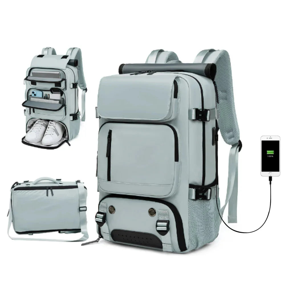 TRAVELMAX Pack – Gran mochila de viaje impermeable con puerto USB