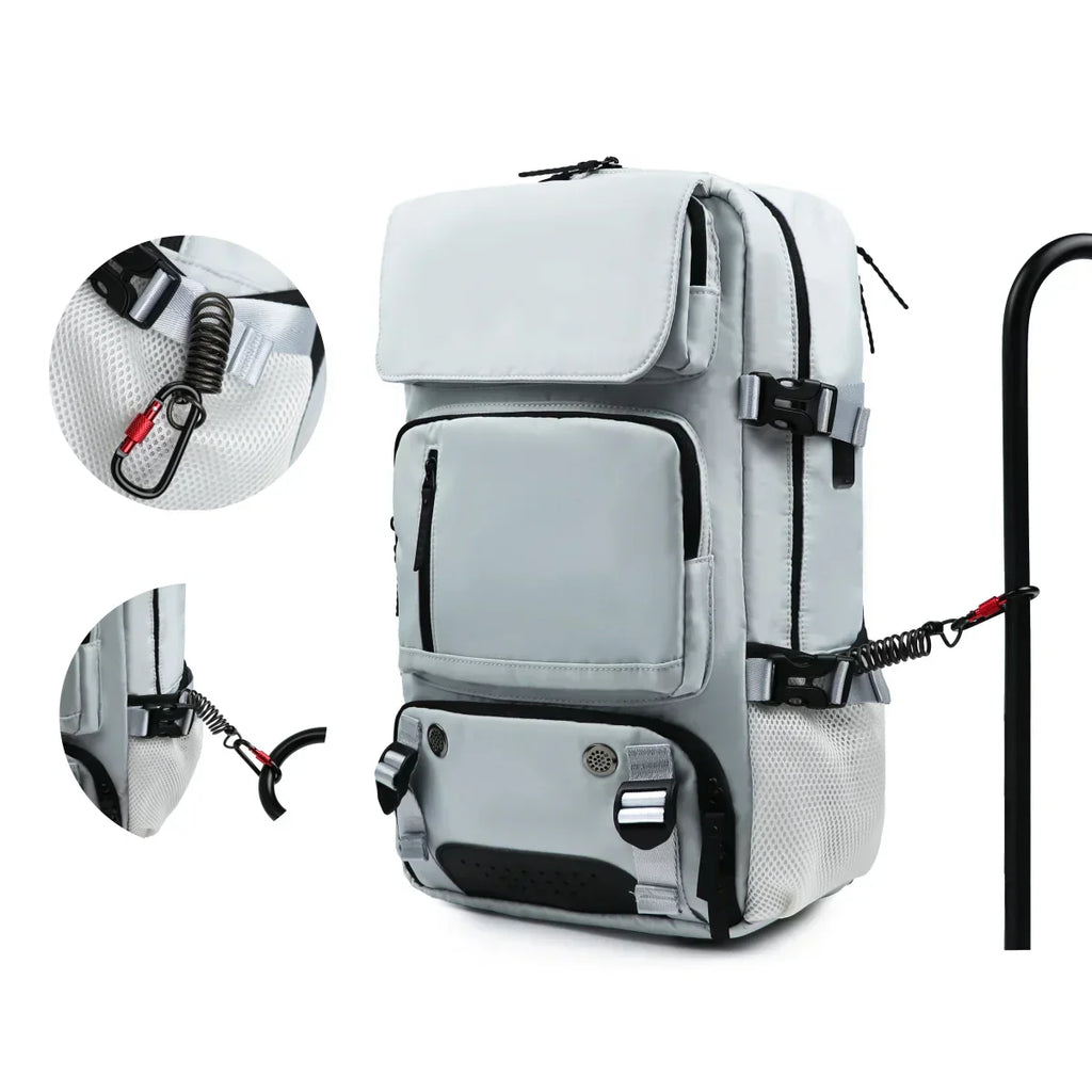 Mochila de Viaje Impermeable con Puerto de Carga USB y Compartimento para Zapatos
