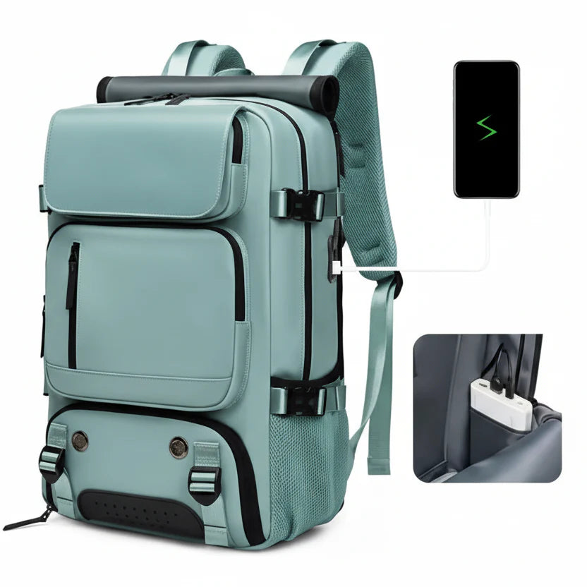 TRAVELMAX Pack – Gran mochila de viaje impermeable con puerto USB