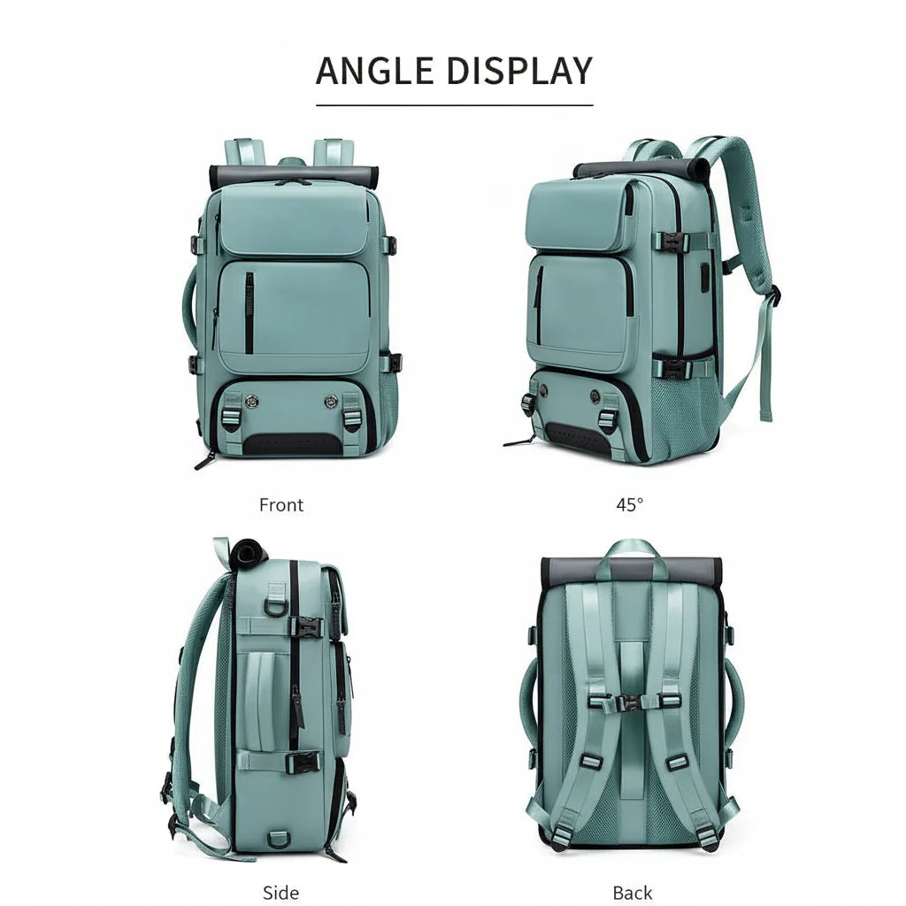 TRAVELMAX Pack – Gran mochila de viaje impermeable con puerto USB