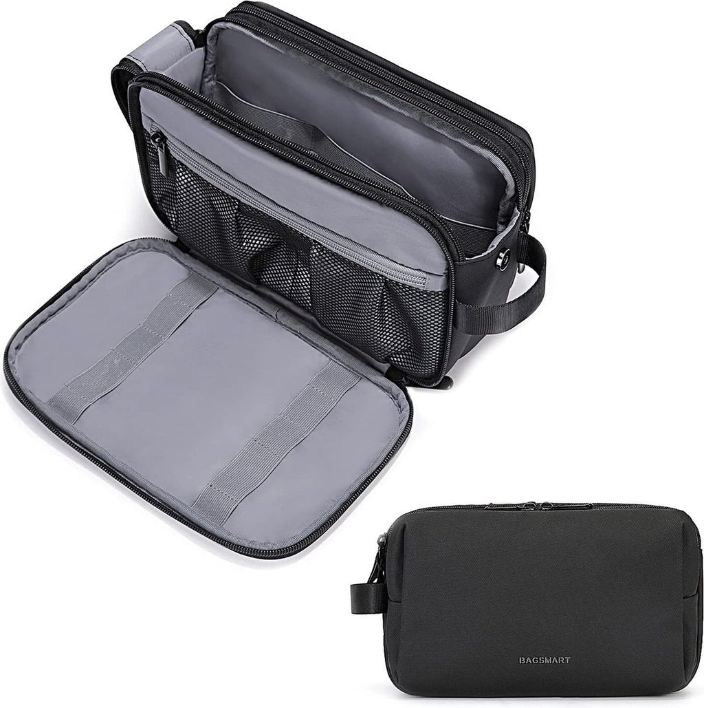 Neceser de Viaje para Hombres con Doble Cierre y Material Resistente al Agua - Negro