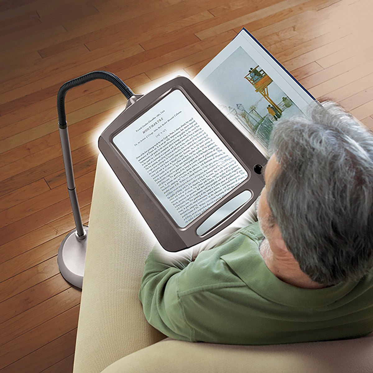 Lámpara de Pie con Lupa y Iluminación LED para Lectura y Trabajo Detallado
