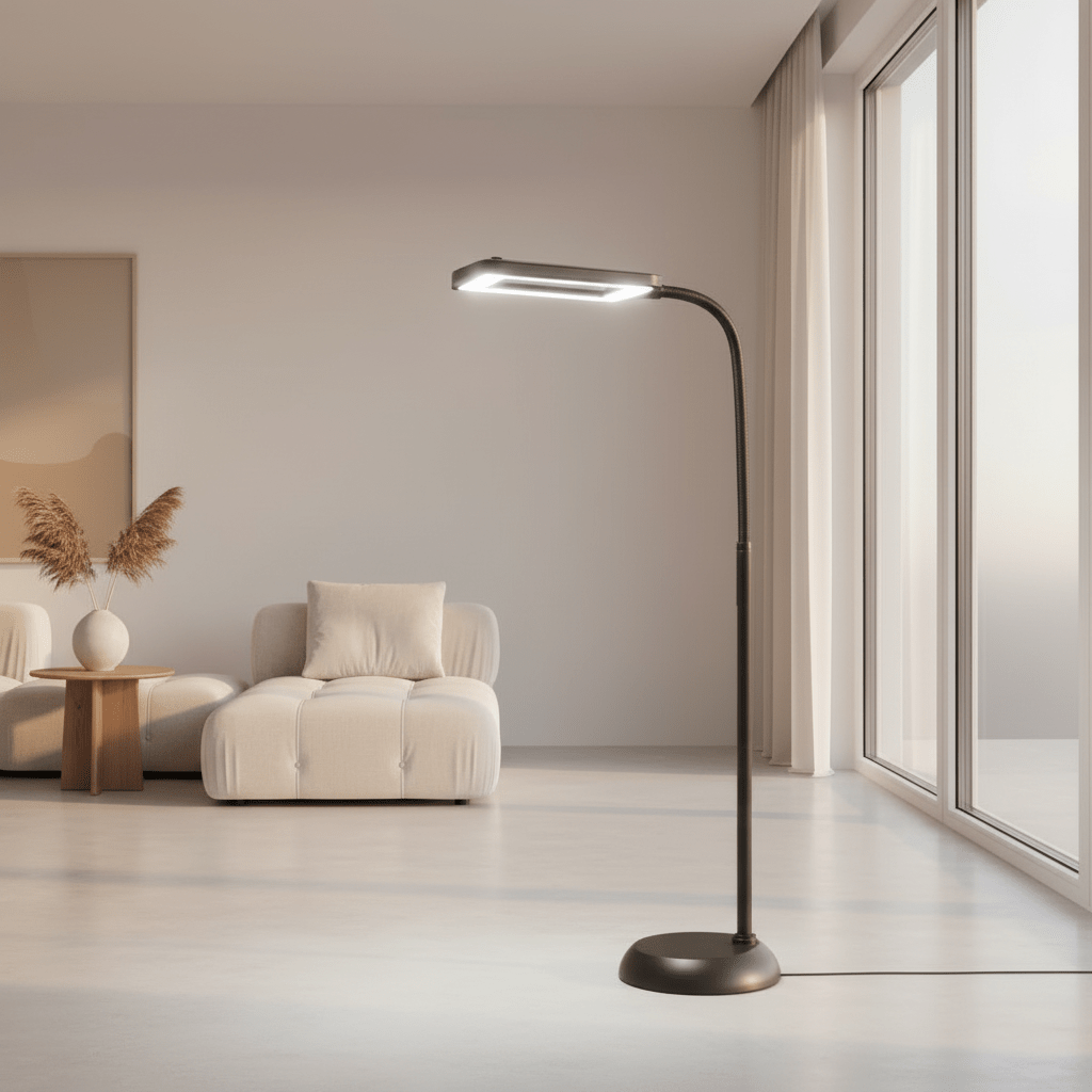 Lámpara de Pie con Lupa y Iluminación LED para Lectura y Trabajo Detallado