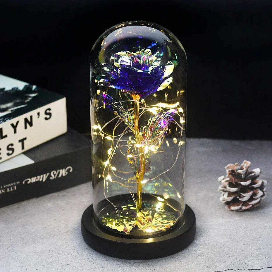 Carvallo – Rosa Eterna en Campana de Vidrio con Iluminación LED Atmosférica