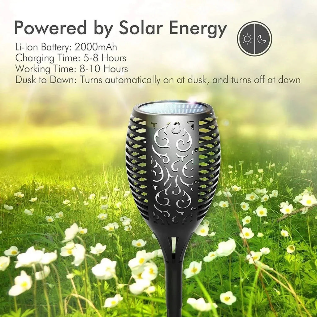 Antorcha solar LED – Llama realista sin fuego