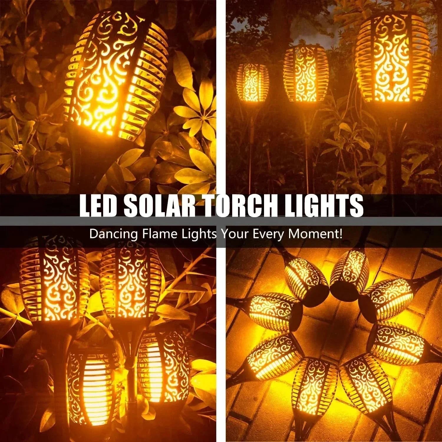 Antorcha solar LED – Llama realista sin fuego