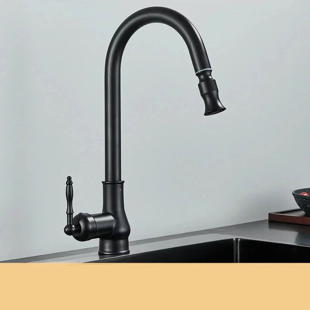 BowLift | Grifo de Cocina VintageTap de Bronce Antiguo – Grifo Mezclador de Estilo Retro con Pico Giratorio