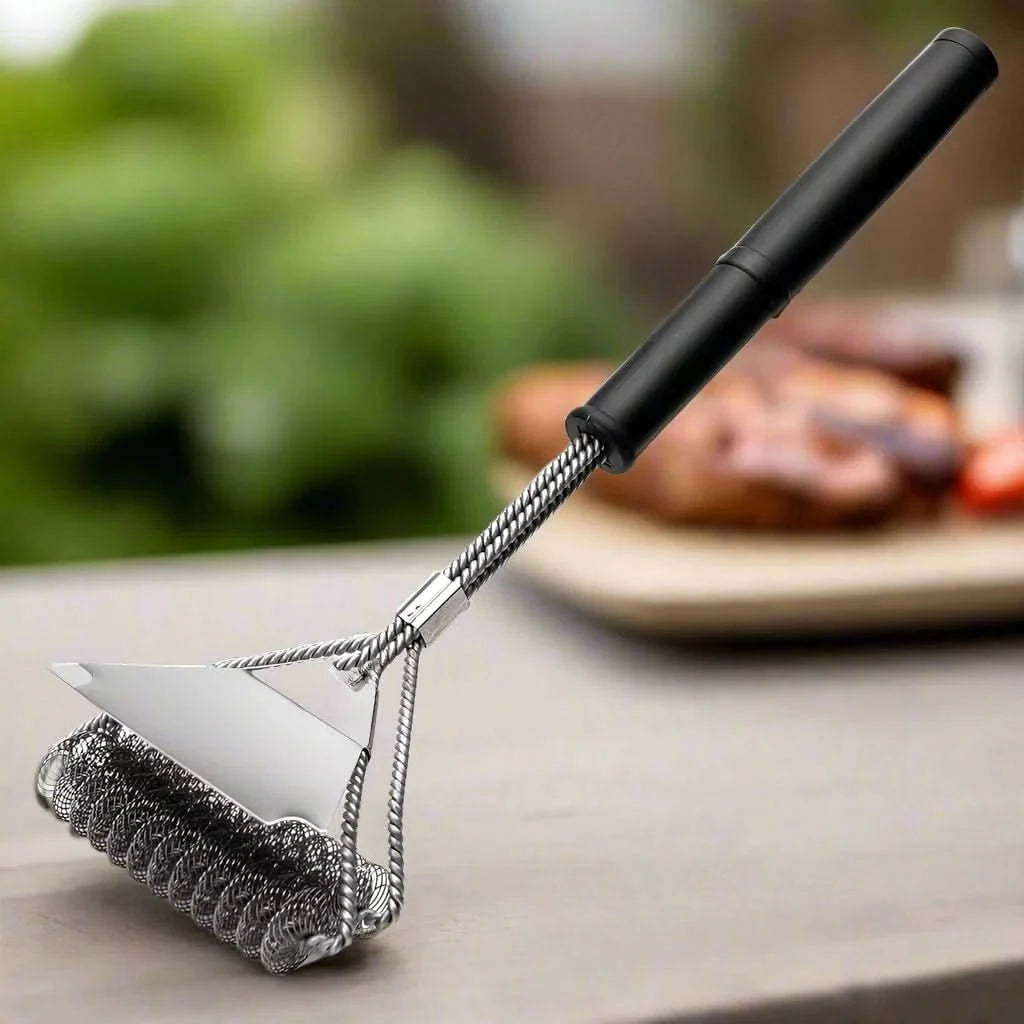 GRILLMASTER – Cepillo de BBQ de acero inoxidable sin cerdas