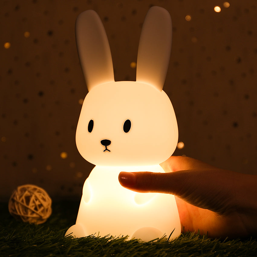BunnyGlow - Lámpara de mesa en forma de conejo con luz LED suave y control táctil