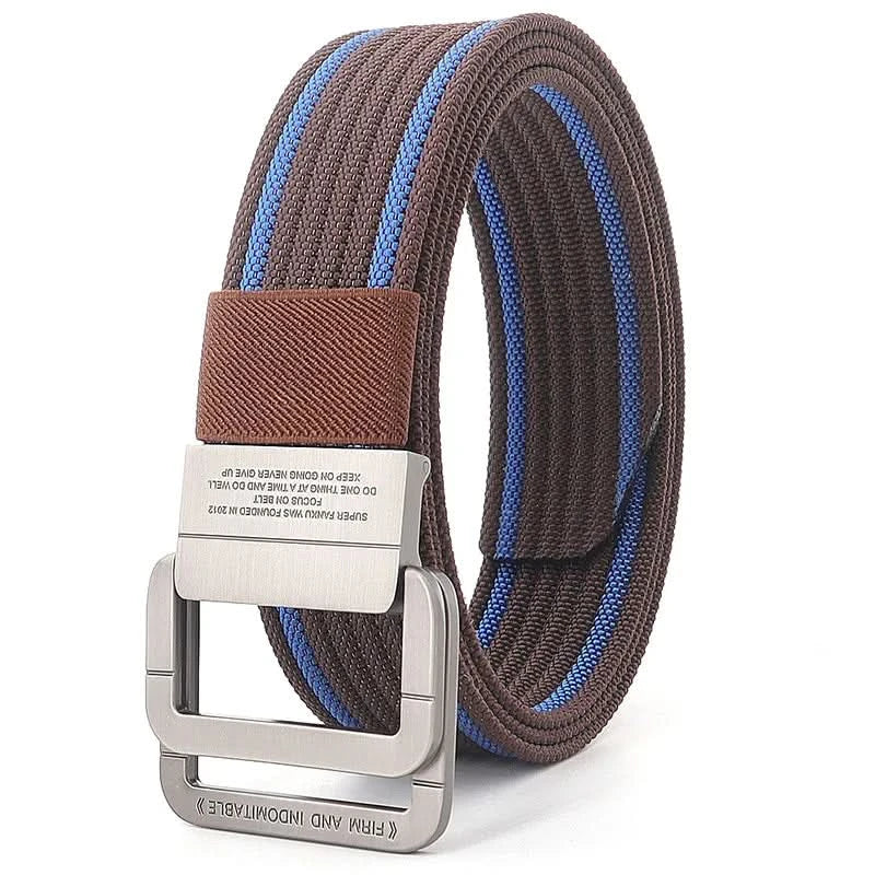 Kalsten | Cinturón de Lona Unisex – Hebilla de Doble Anillo Metálico, Ajustable