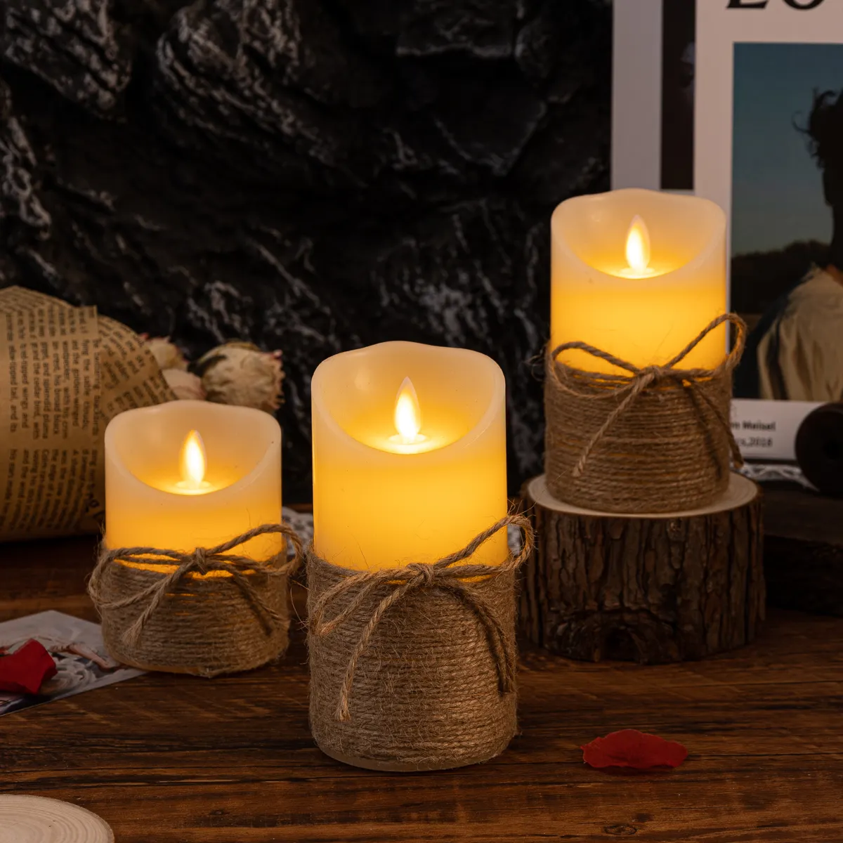 Velas LED LumiFlame | Efecto de cera parpadeante | Seguras y ahorradoras de energía | Diferentes tamaños y diseños