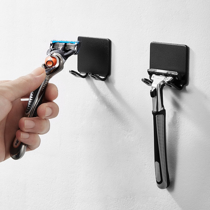 Skanto | Soporte para afeitadoras sin taladrar (1/2/3 piezas) – Estante de afeitado montado en la pared para baños de hombres