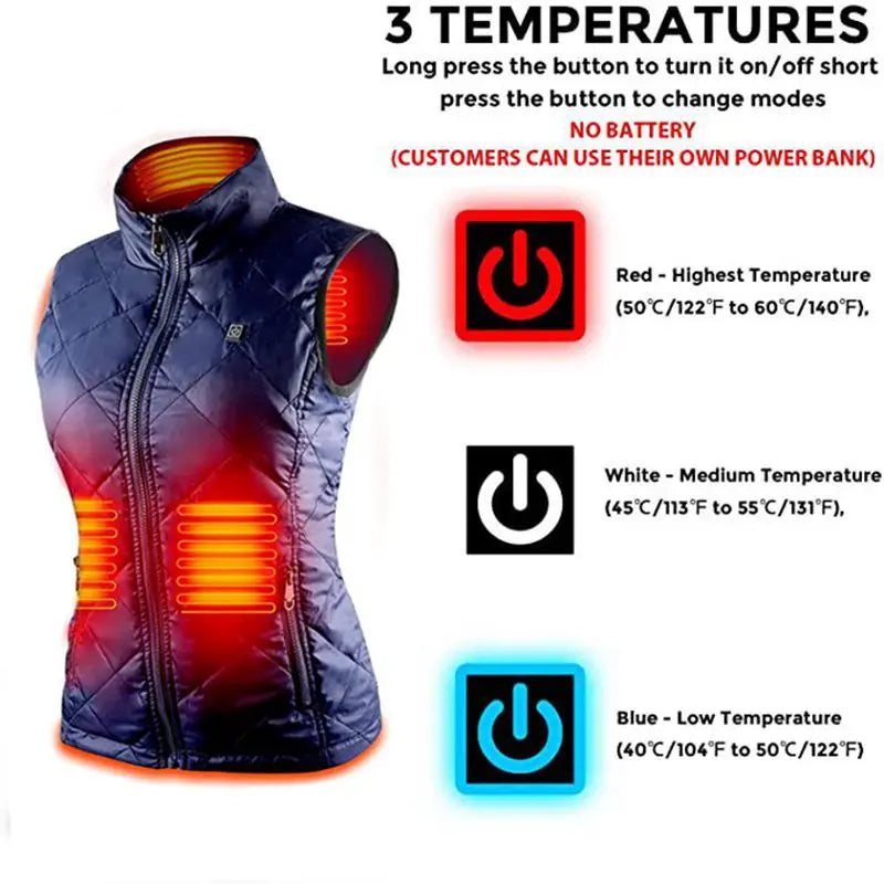 ThermaBelle Chaleco Térmico para Mujeres | Chaleco USB Calentado con Tecnología Infrarroja | Regulador de Calor y Ligero | Ideal para Otoño e Invierno