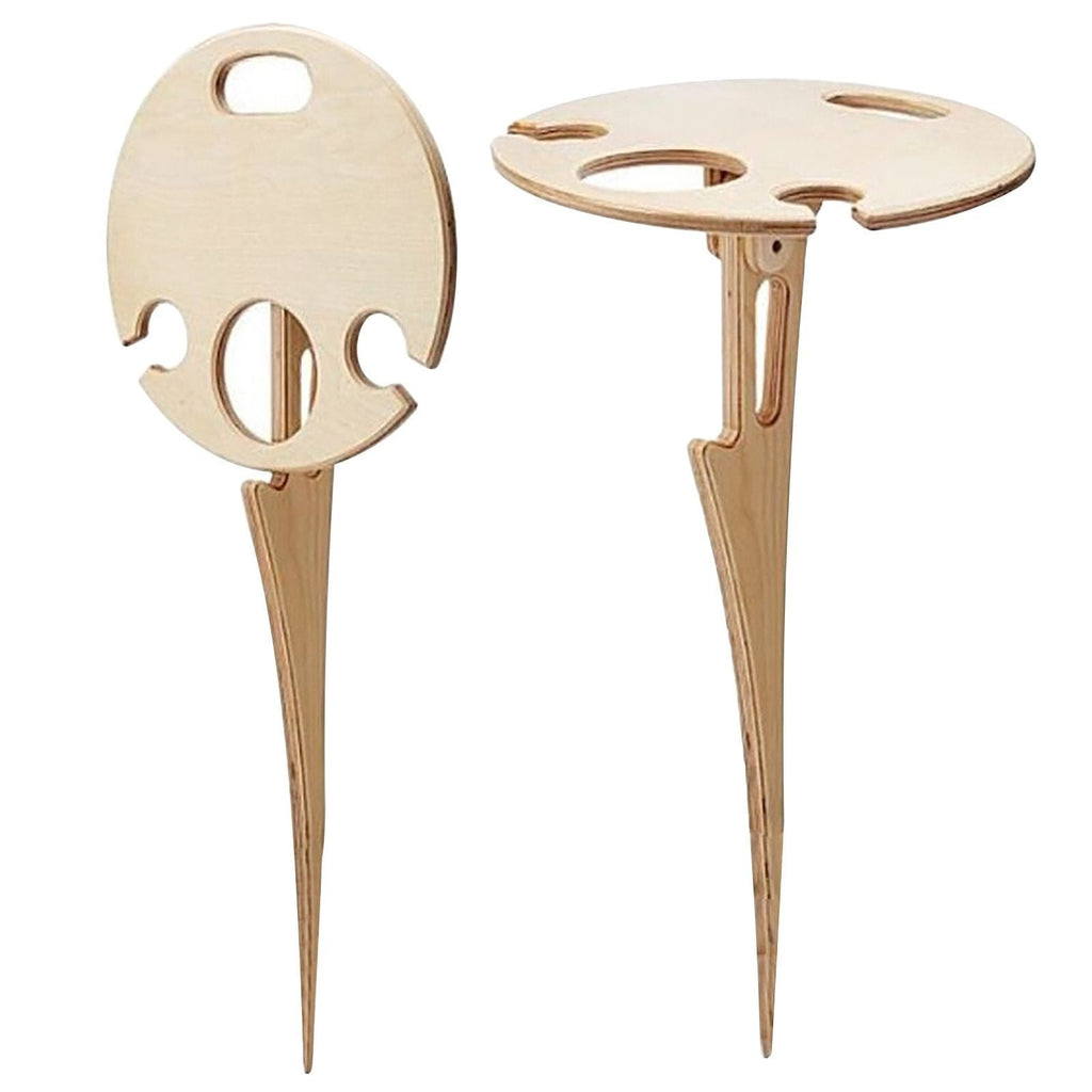Mesa de Picnic de Madera Plegable con Soporte para Copas de Vino
