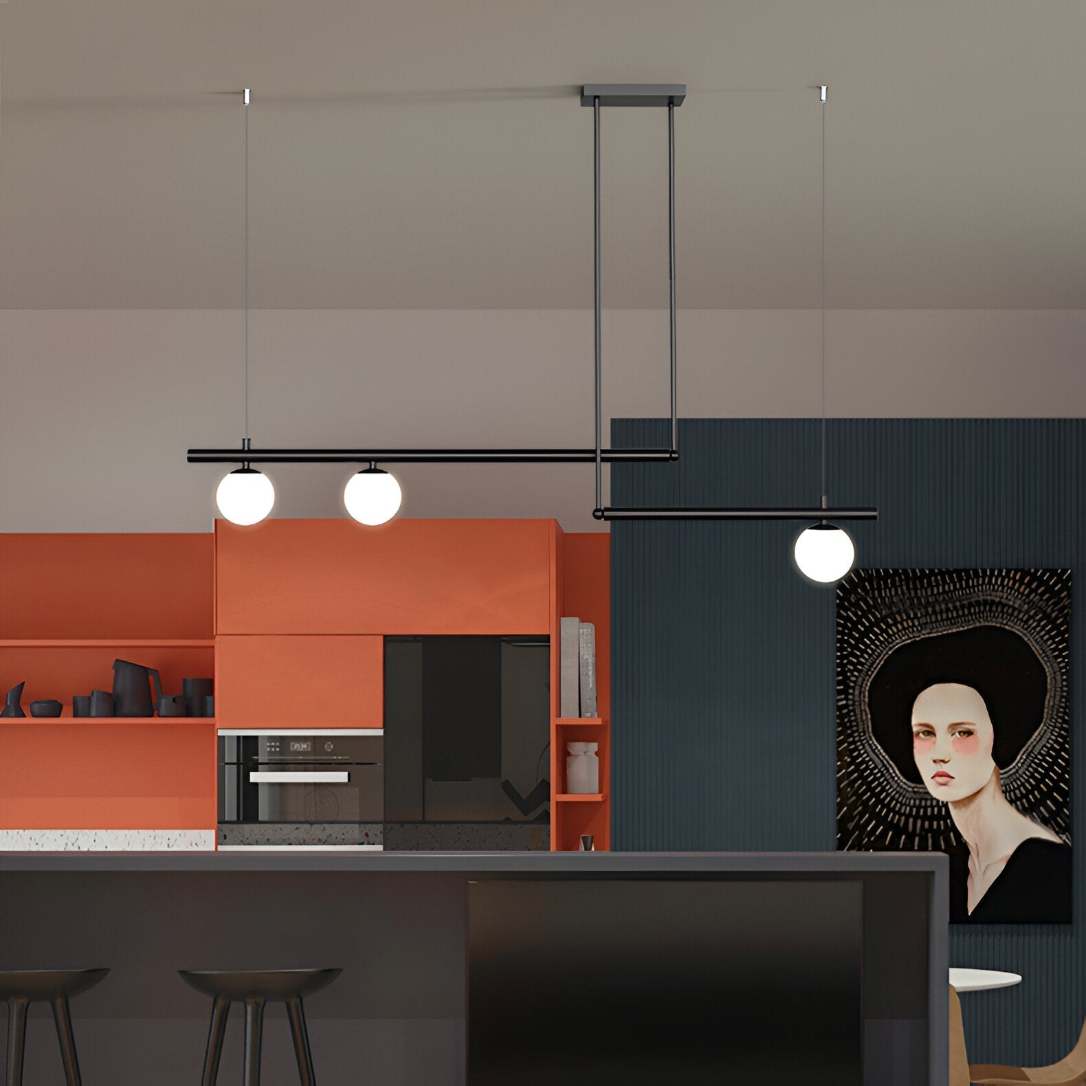 Lana | Lámpara colgante lineal nórdica para mesa de comedor