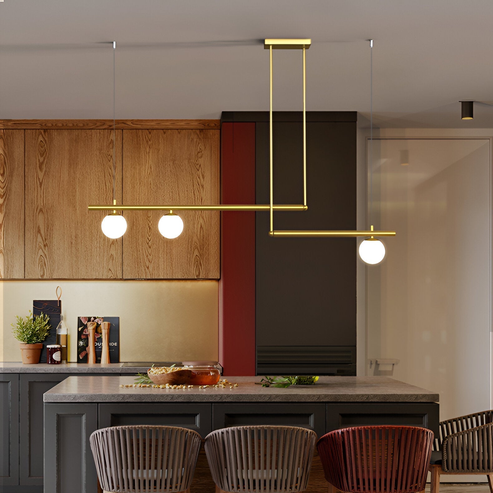 Lana | Lámpara colgante lineal nórdica para mesa de comedor