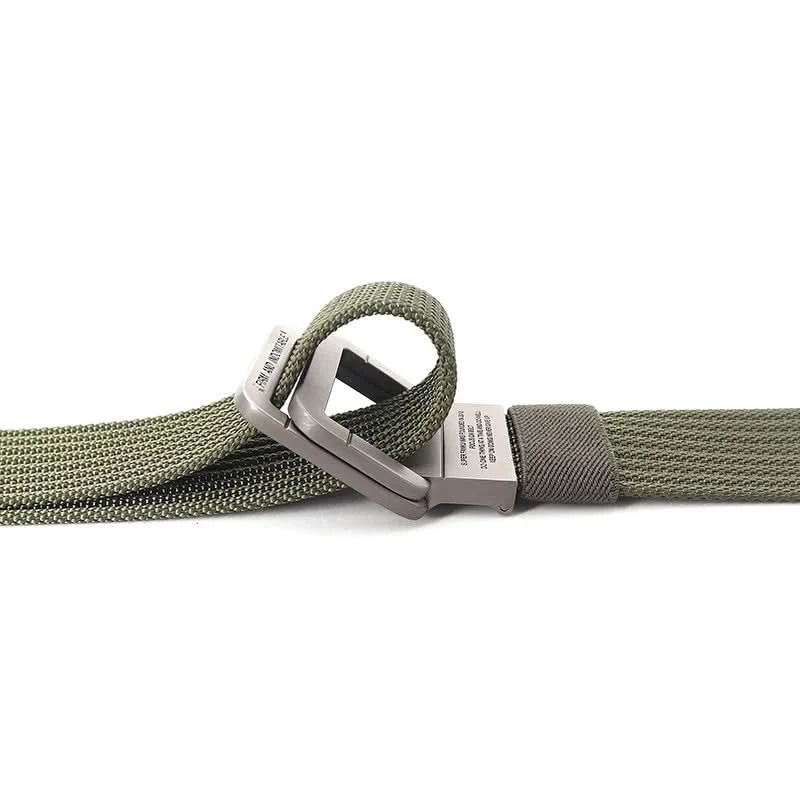 Kalsten | Cinturón de Lona Unisex – Hebilla de Doble Anillo Metálico, Ajustable
