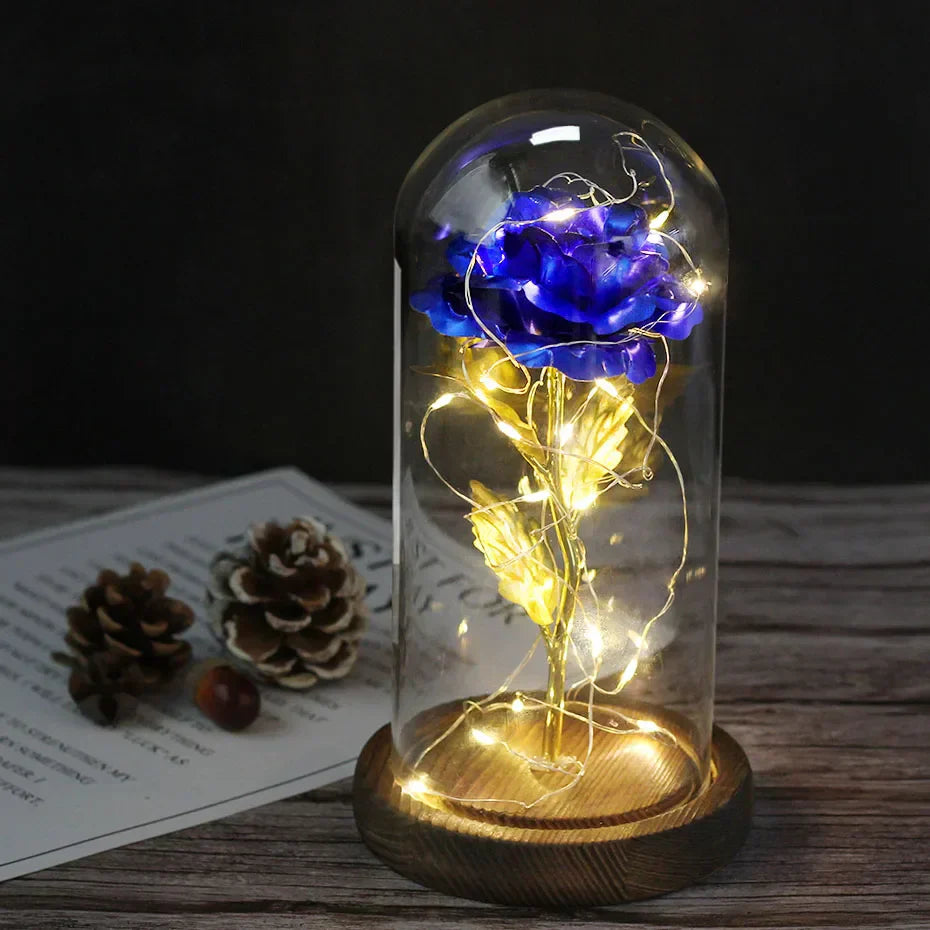 Carvallo – Rosa Eterna en Campana de Vidrio con Iluminación LED Atmosférica