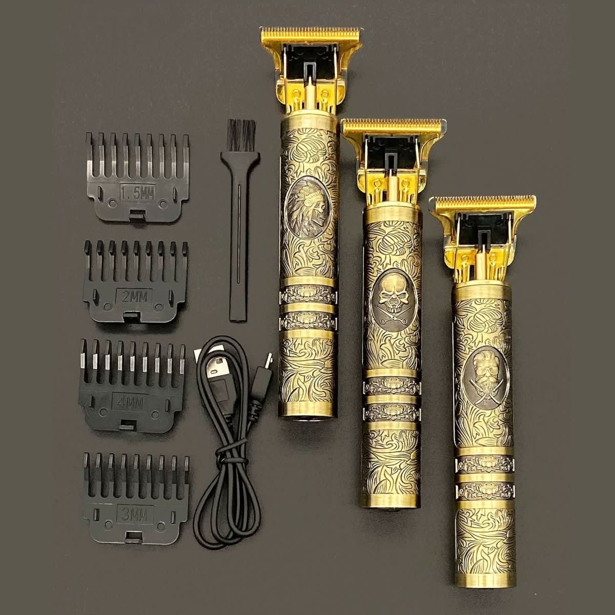 SKULLTRIM – Tondeuse à barbe vintage avec batterie et coupe précise pour barbe et cheveux