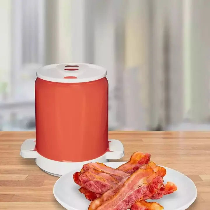 Cocinador de Tocino para Microondas | Estante para Drenar Grasa y Cúpula Antisalpicaduras | Apto para Lavavajillas y Libre de BPA