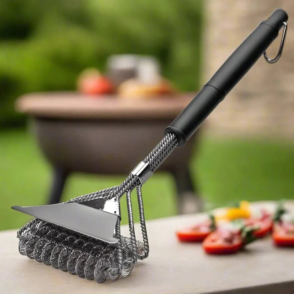 GRILLMASTER – Cepillo de BBQ de acero inoxidable sin cerdas