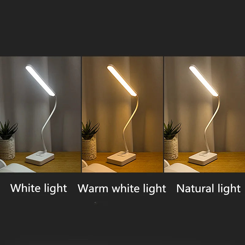 Lámpara de Mesa LED | Cuidado de los Ojos & Regulable | Control Táctil | Función de Carga USB & Soporte para Móvil