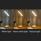 Lámpara de Mesa LED | Cuidado de los Ojos & Regulable | Control Táctil | Función de Carga USB & Soporte para Móvil