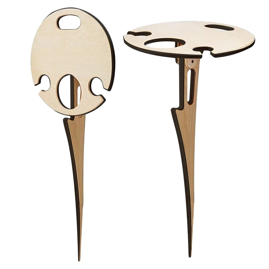 Mesa de Picnic de Madera Plegable con Soporte para Copas de Vino