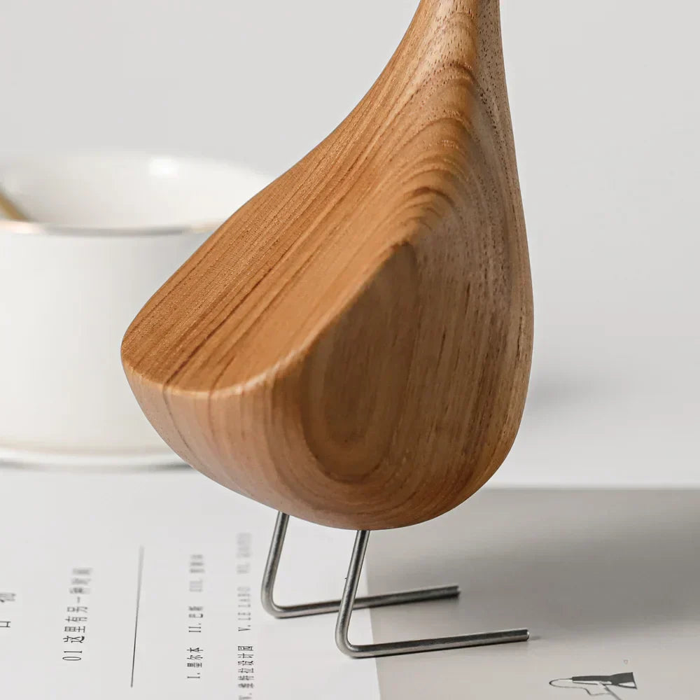 Lisslune | Figuras de Ganso de Madera Nórdica Escultura Abstracta de Madera de Teca Figuras de Pareja Amorosa Adornos Naturales para Decoración del Hogar