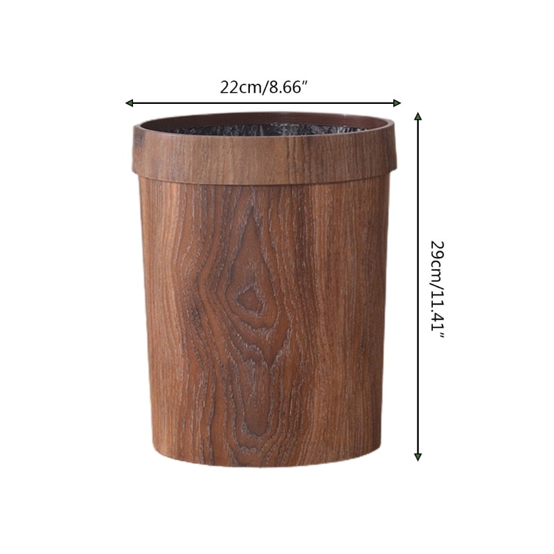 Elegante Cubo de Basura con Acabado de Madera Retro