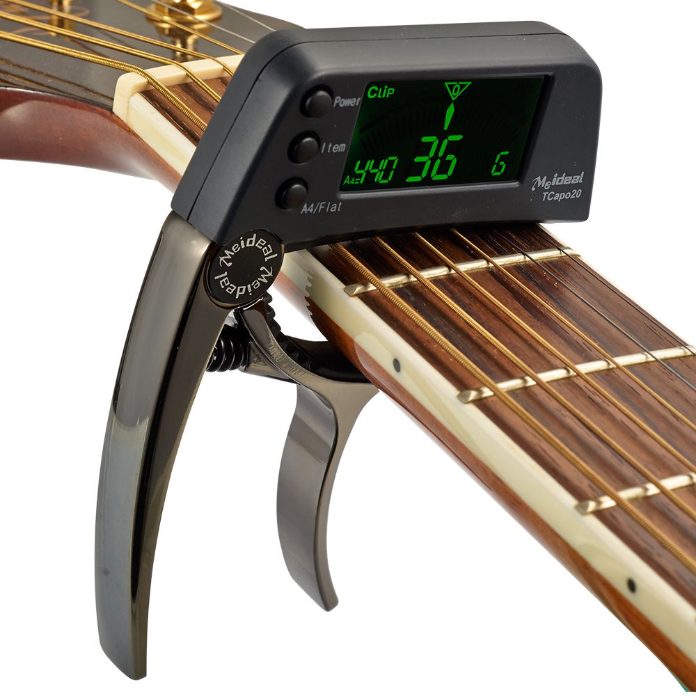 BowLift | Capo y Afinador "TuneGrip" – Accesorio para guitarra 2 en 1 con pantalla LCD