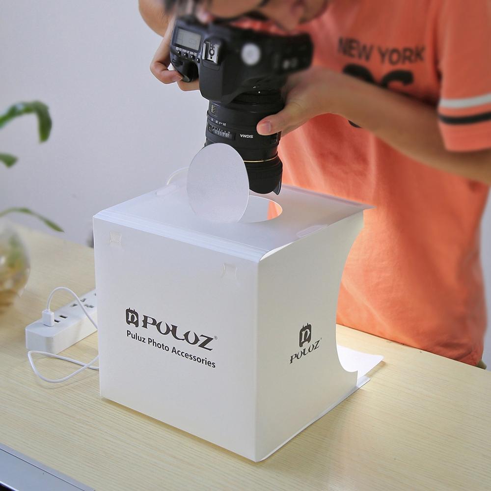 Mini Estudio Fotográfico "LumiCube" con iluminación LED y 6 fondos