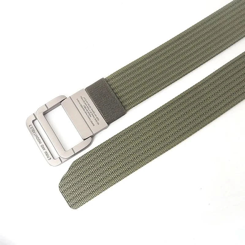 Kalsten | Cinturón de Lona Unisex – Hebilla de Doble Anillo Metálico, Ajustable